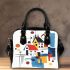 Abstract composition of houses simple shapes and lines shoulder handbag