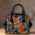 Abstract cubist fox with circles and squares shoulder handbag