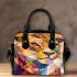 Abstract cubist lioness with simple shapes and lines shoulder handbag