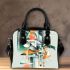 Abstract design with geometric shapes and organic forms shoulder handbag