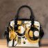 Abstract gold black and white with geometric shapes shoulder handbag