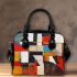 Abstract modern painting with geometric shapes and lines shoulder handbag
