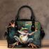 Abstract oil painting of an happy dancing frog shoulder handbag