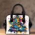 Abstract painting in the style of abstract graffiti shoulder handbag