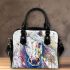 Abstract painting of a white horse shoulder handbag