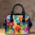 Abstract painting of colorful abstract shapes shoulder handbag