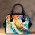 Abstract painting of colorful shapes and circles shoulder handbag