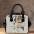 Abstract painting with simple lines and shapes shoulder handbag