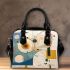 Abstract painting with simple lines and shapes shoulder handbag