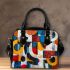 Abstract painting with various shapes shoulder handbag