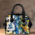 Abstract watercolor painting of surreal shapes and patterns shoulder handbag