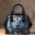 Angry white lion with dream catcher shoulder handbag