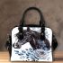 Beautiful black horse head with white rose shoulder handbag