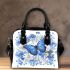 Beautiful blue butterfly with flowers shoulder handbag