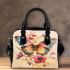 Beautiful butterfly with colorful wings surrounded by flowers shoulder handbag