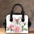 Beautiful butterfly with pink roses shoulder handbag