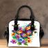 Beautiful colorful butterfly among flowers shoulder handbag