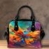 Beautiful colorful butterfly with wings made of feathers shoulder handbag