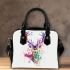 Beautiful deer head watercolor splashes of paint shoulder handbag