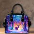 Beautiful deer in the winter forest shoulder handbag