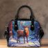 Beautiful deer in the winter forest shoulder handbag