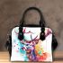 Beautiful deer portrait watercolor splatter shoulder handbag