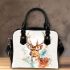 Beautiful deer watercolor splashes of paint shoulder handbag
