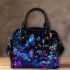 Beautiful night scene with colorful glowing butterflies shoulder handbag