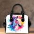 Beautiful watercolor colorful horse shoulder handbag