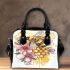 Bee on honeycomb with flowers around shoulder handbag