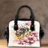 Bee on honeycomb with flowers around shoulder handbag