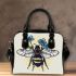 Bee with a blue flower on its back shoulder handbag