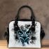 Black and white owl with turquoise highlights shoulder handbag