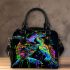 Blacklight poster of two rainbow sea turtles shoulder handbag