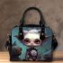 Blue and White Creatures in Dark Shoulder Handbag