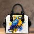 Blue macaw abstract design in the style shoulder handbag