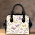 Butterflies and flowers pattern shoulder handbag