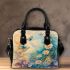 Butterflies daisies and peacock feathers shoulder handbag