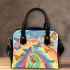 Butterflies fly to the sounds of violin and musical notes Shoulder Handbag