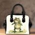 Cartoon frog standing on its hind legs shoulder handbag