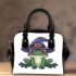 Cartoon frog wearing witch hat shoulder handbag