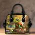 Cartoon style turtle rock in nature shoulder handbag