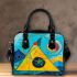 Circles and triangles in a blue sky shoulder handbag