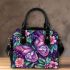 Colorful beautiful butterfly and pink flowers shoulder handbag