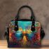 Colorful butterfly with feathers on its wings shoulder handbag