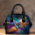 Colorful butterfly with feathers shoulder handbag