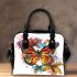 Colorful butterfly with floral elements shoulder handbag