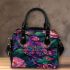 Colorful butterfly with flowers and leaves on purple shoulder handbag