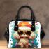 Colorful canine style dog in hat and sunglasses shoulder handbag