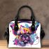 Colorful cute french bulldog with headphones shoulder handbag